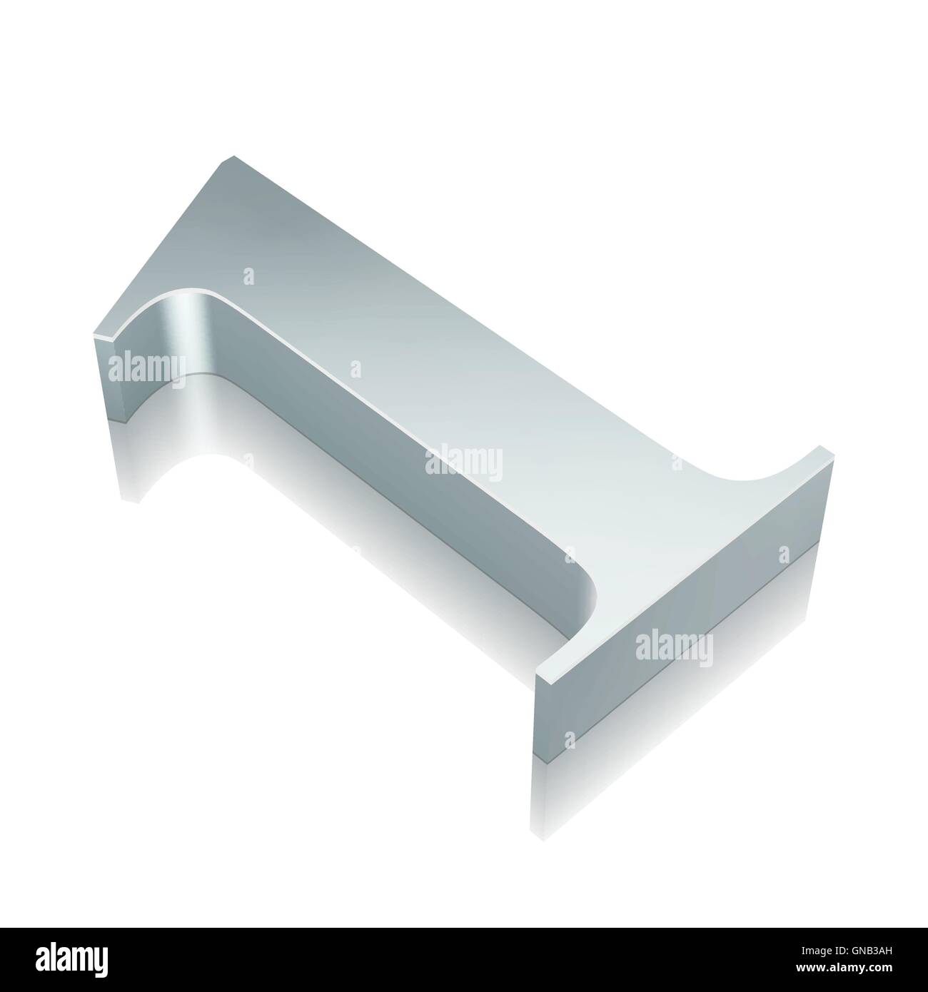 3d metallic character 1 with reflection, vector illustration Stock ...