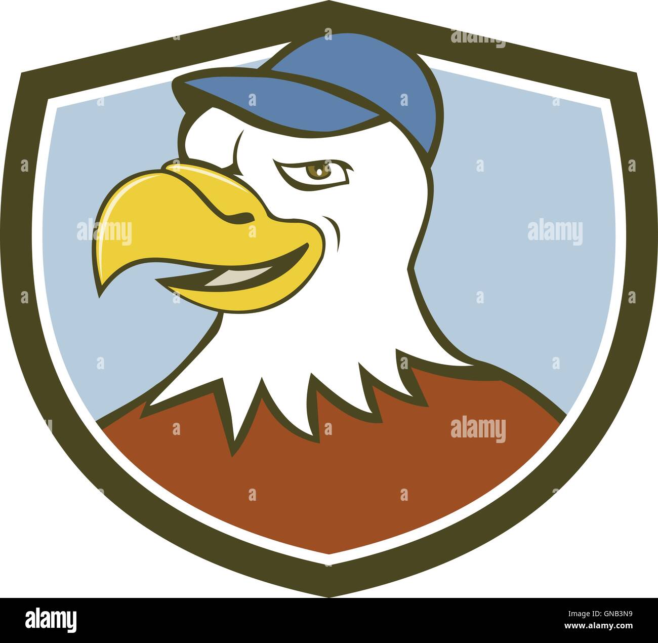American Bald Eagle Head Smiling Shield Cartoon Stock Vector Image ...