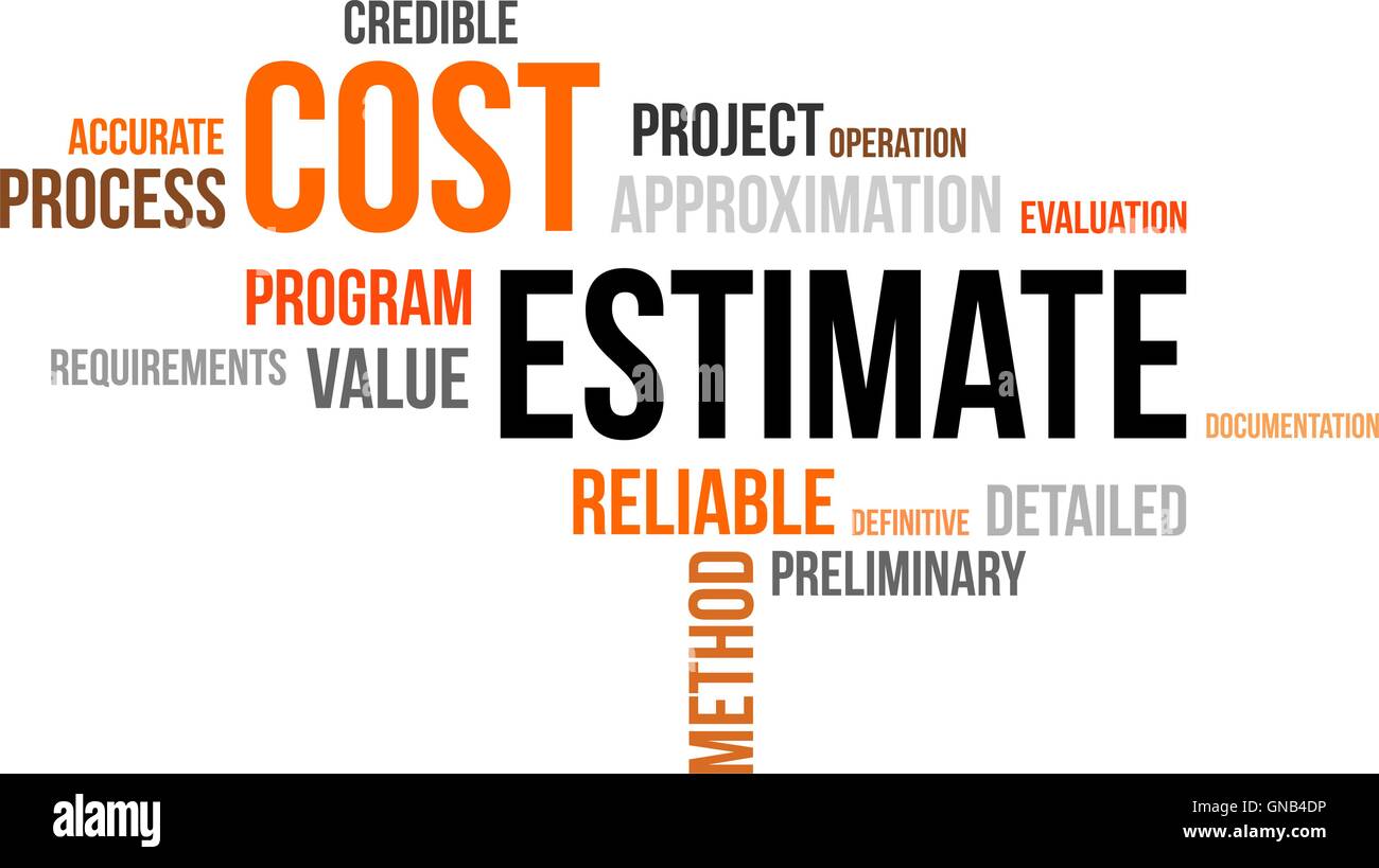 word cloud - cost estimate Stock Vector