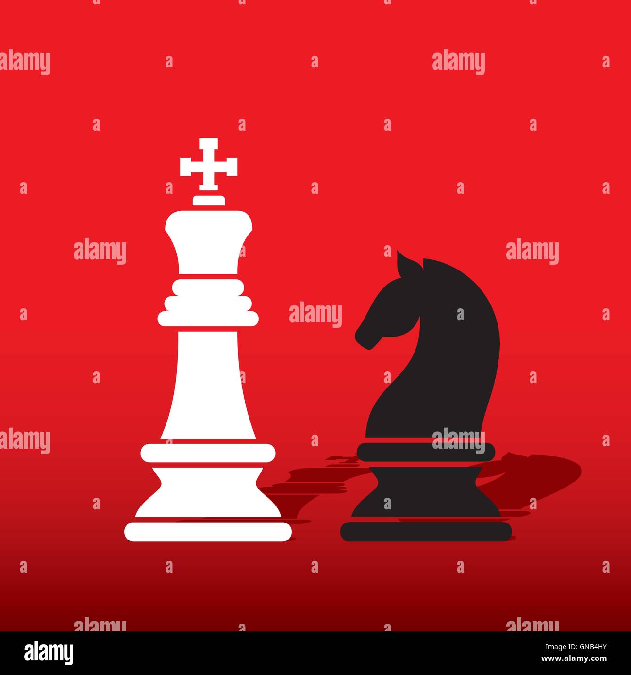 chess white king and black knight design vector Stock Vector