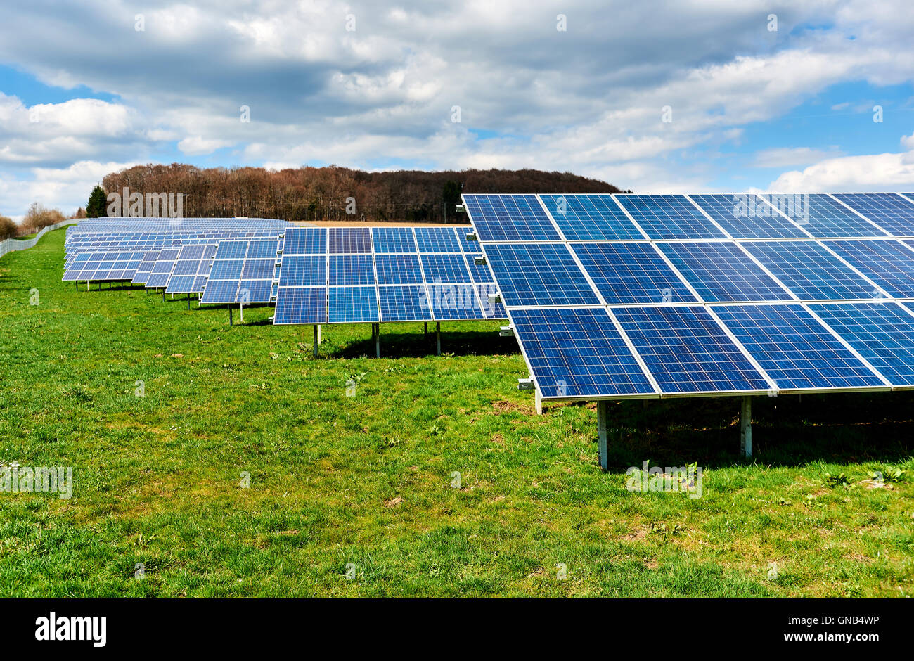 Solar panels on a green field Stock Photo Alamy