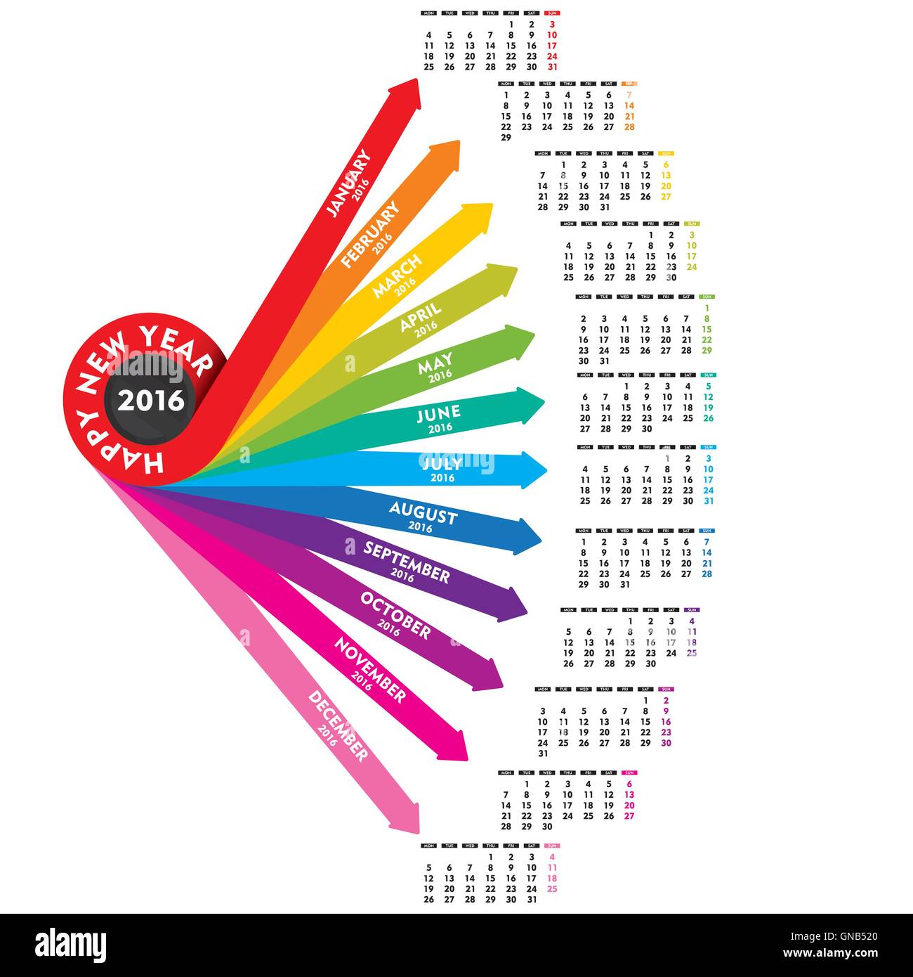 Creative New Year 16 Calendar Design Stock Vector Image Art Alamy