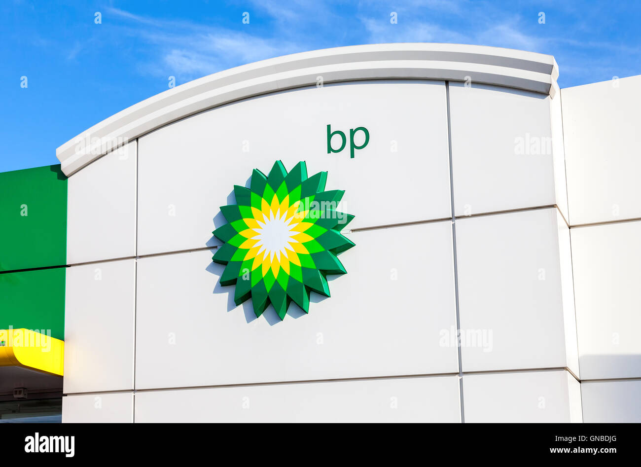 The emblem of the Royal Dutch Shell oil company. Shell is an Anglo