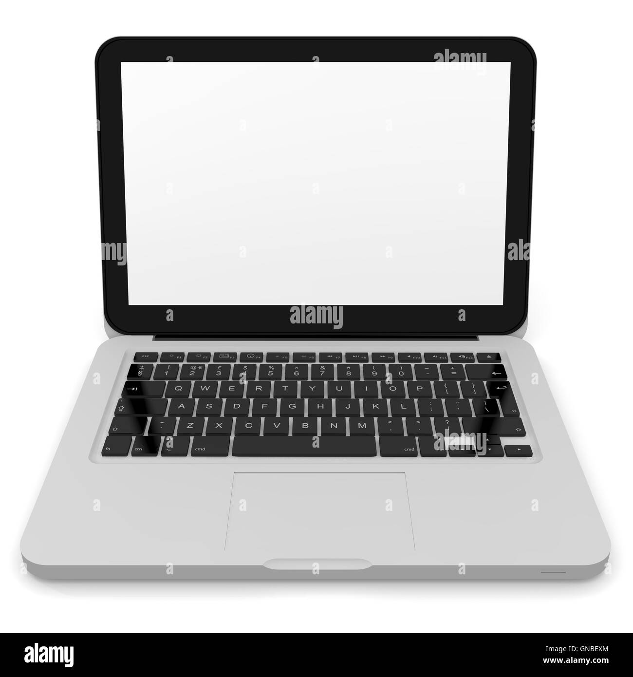 Modern laptop with white screen Stock Photo Alamy