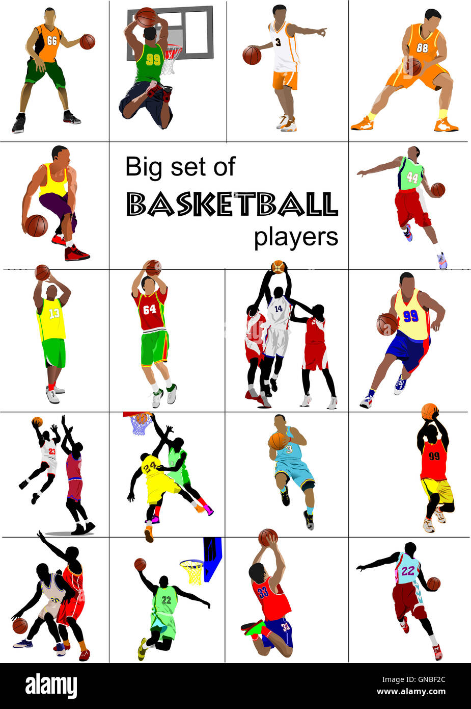 Big set of Basketball players. Vector illustration Stock Photo - Alamy