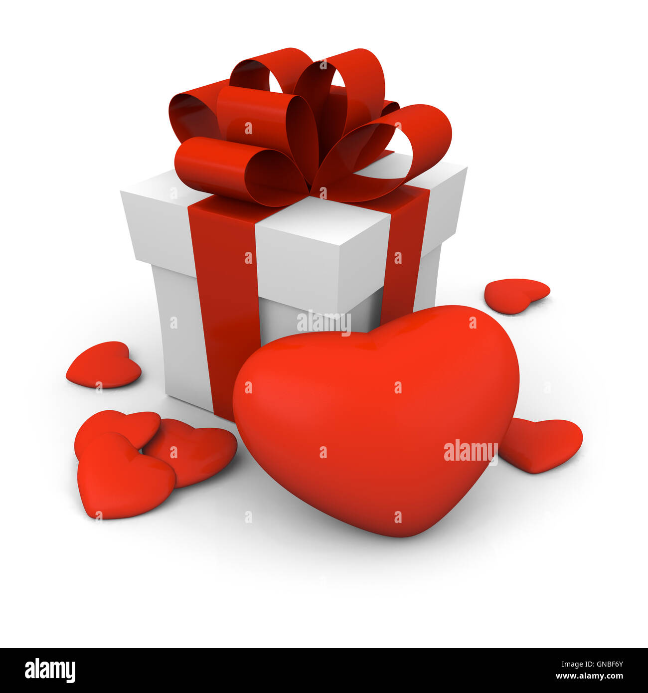 Valentine's Day gift box with red hearts Stock Photo - Alamy