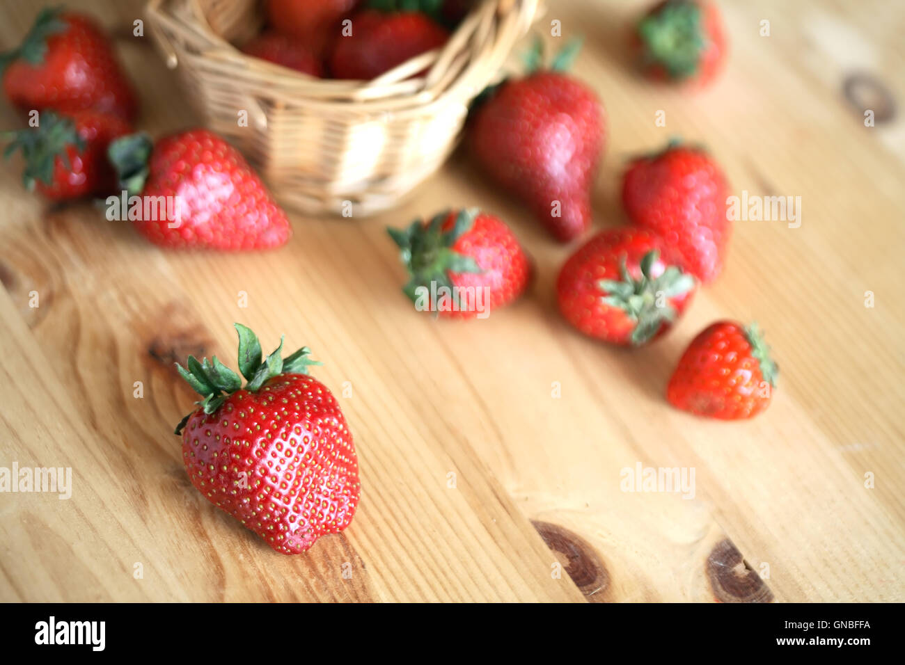 Strawberry On Wood Stock Photo