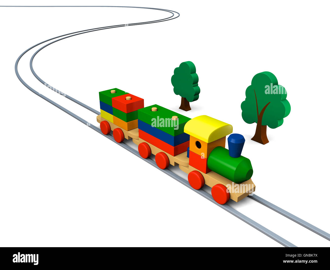 Wooden toy train illustration Stock Photo