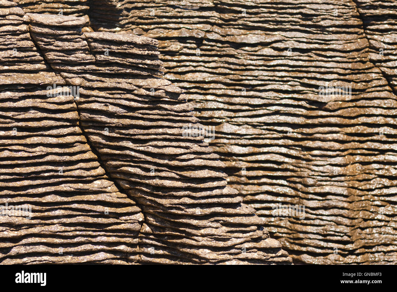 Background of Pancake Rocks of Punakaiki, NZ Stock Photo