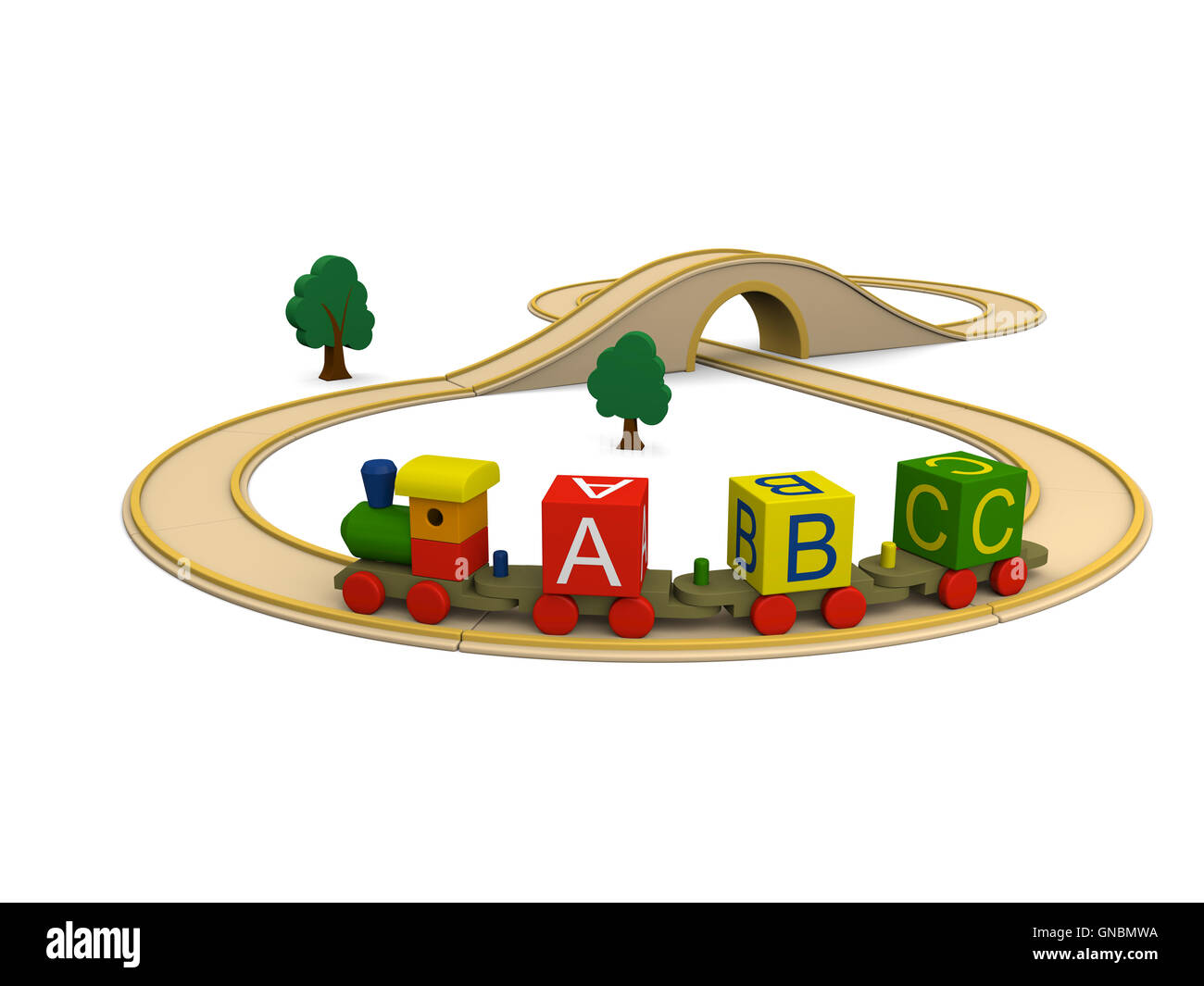 Wooden toy train carrying alphabet letters Stock Photo Alamy
