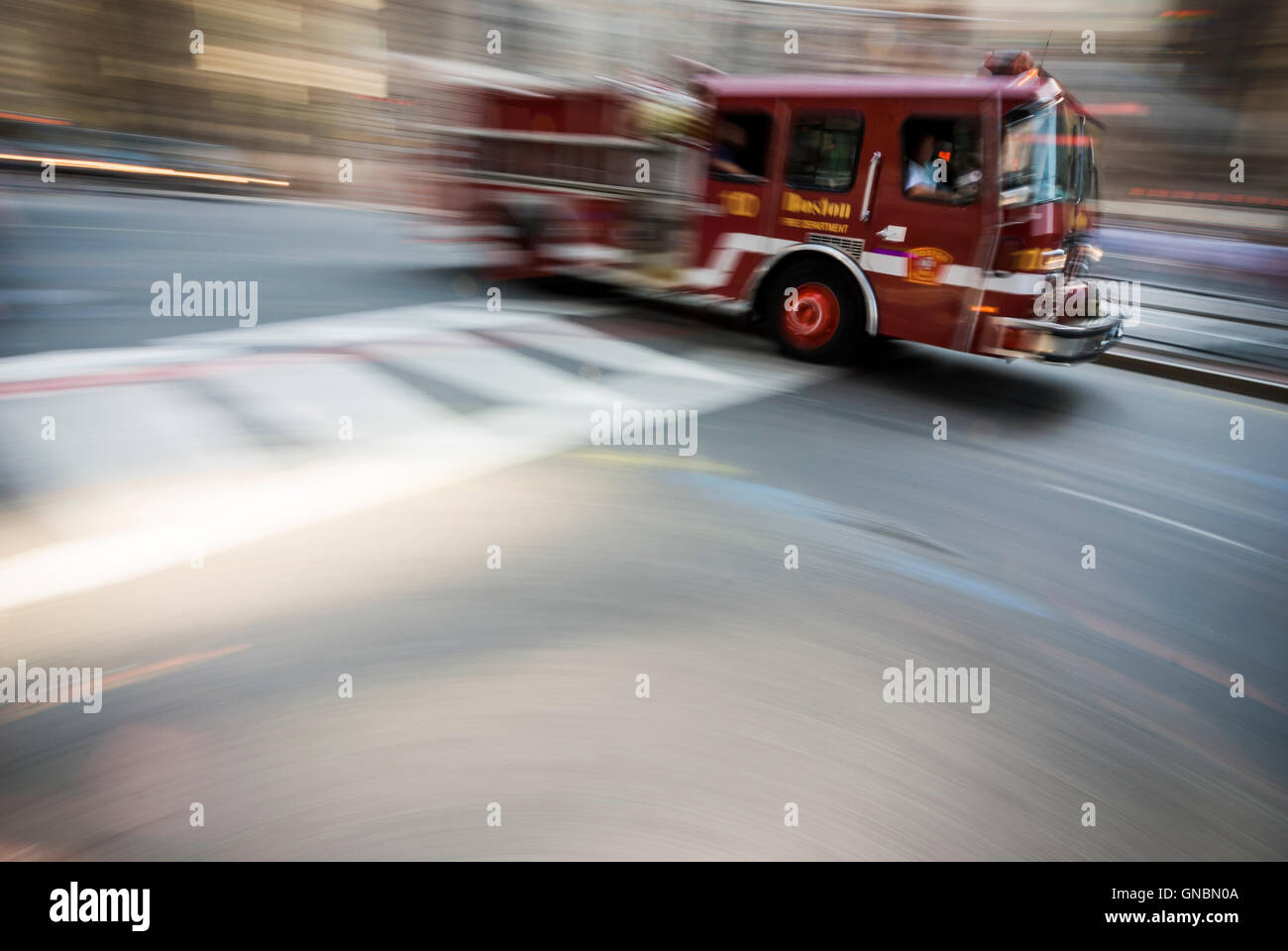Boston fire truck high speed Stock Photo