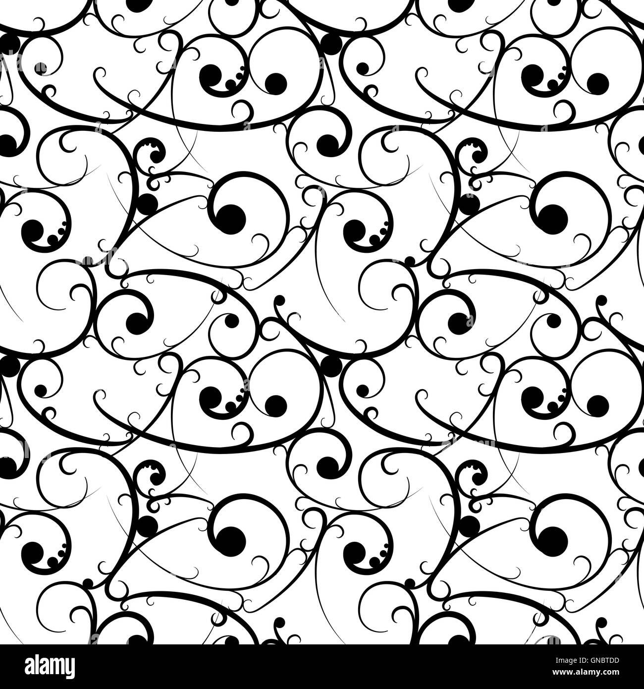 Black baroque seamless pattern in victorian style Stock Vector