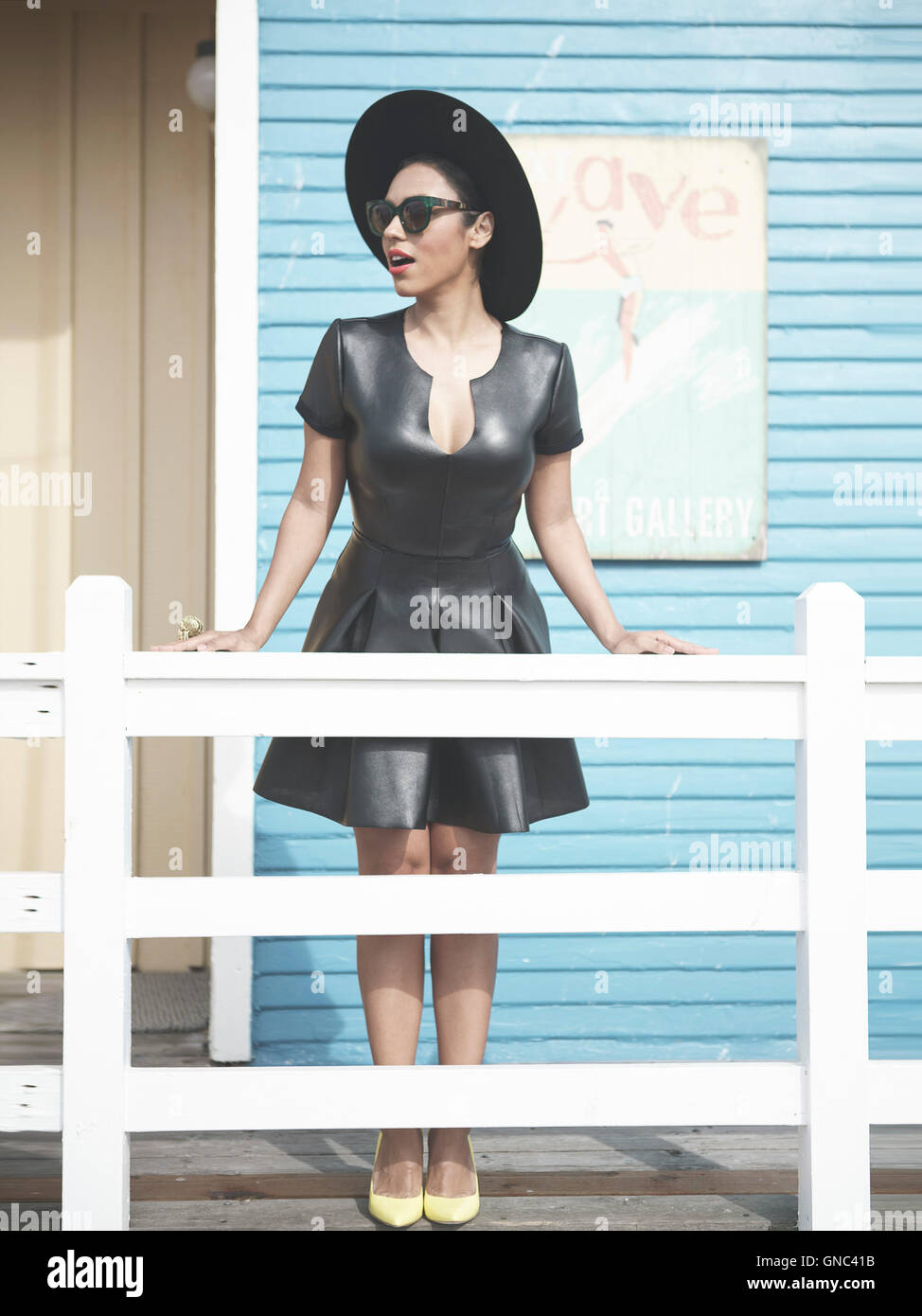 Black woman in leather dress hi-res stock photography and images - Alamy