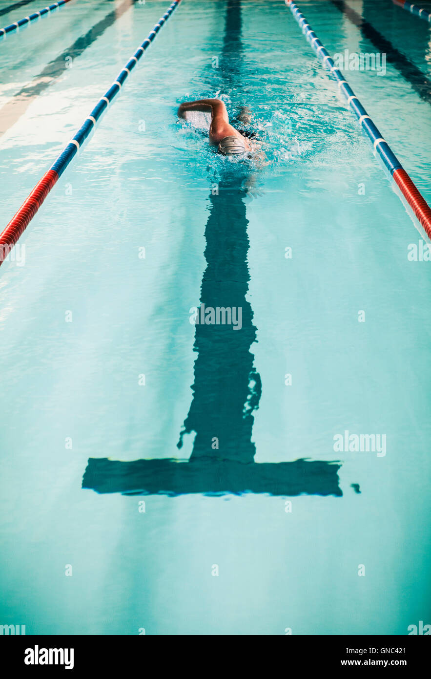 Man Swimming in Indoor Swimming Pool Stock Photo Alamy