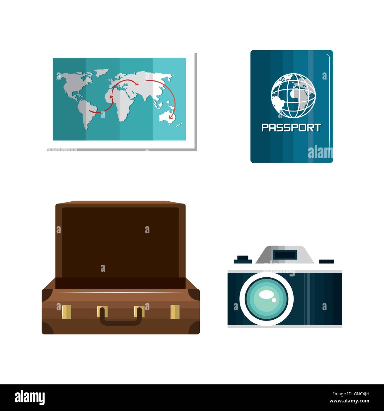 travel set equipment isolated icons Stock Vector Image & Art - Alamy