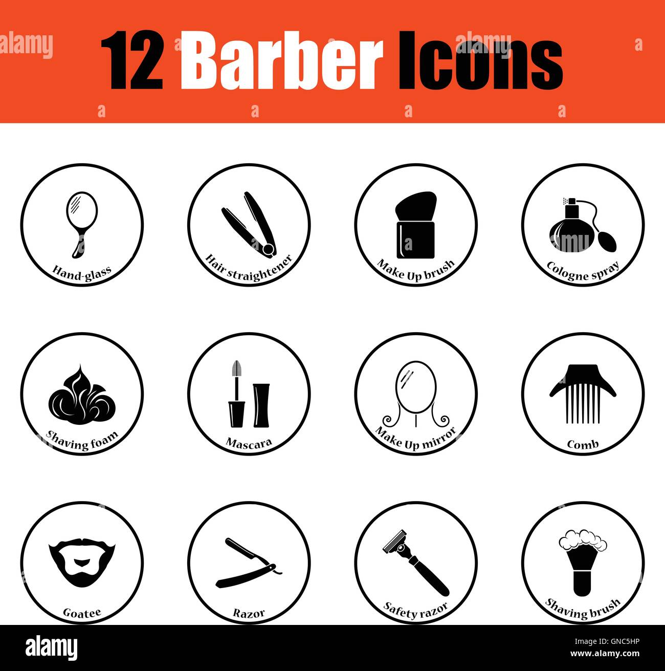 Barber icon set. Thin circle design. Vector illustration Stock Vector ...