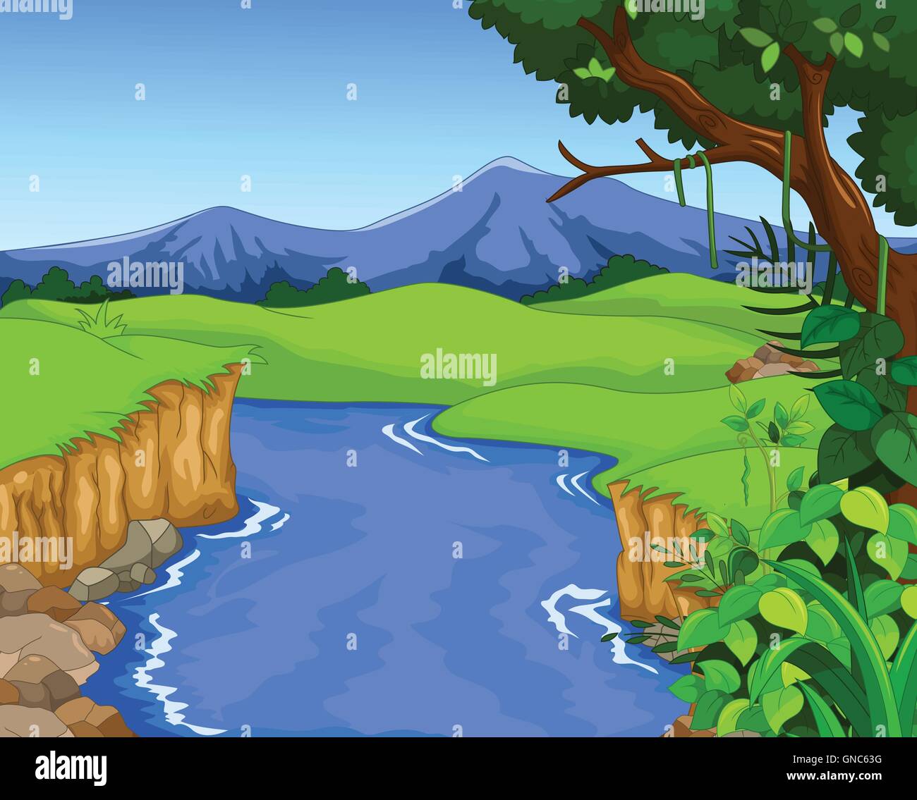 green forest for you design with river Stock Vector Image & Art Alamy