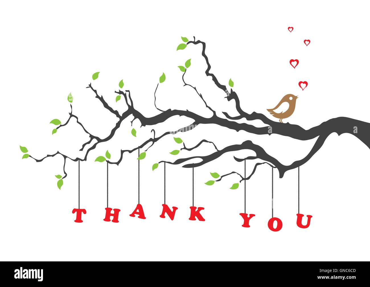 'Thank you' greeting card with bird Stock Vector Image & Art Alamy