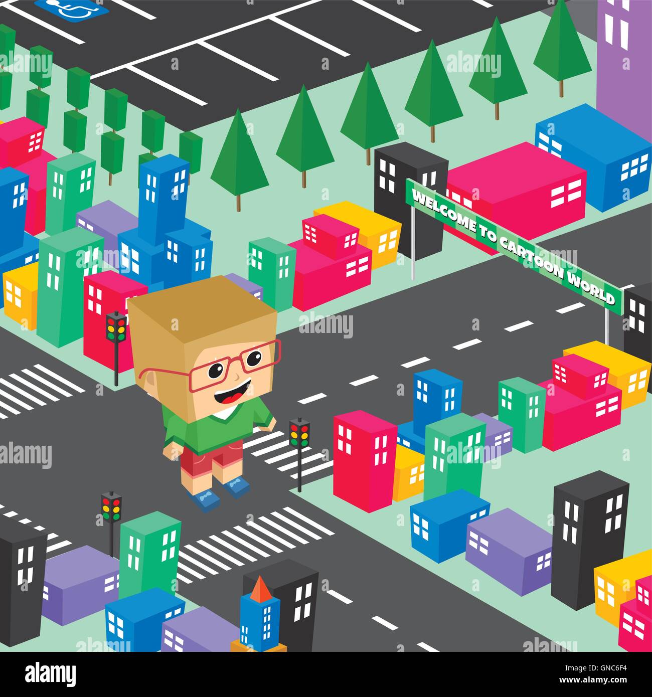 block isometric world cartoon Stock Vector Image & Art Alamy