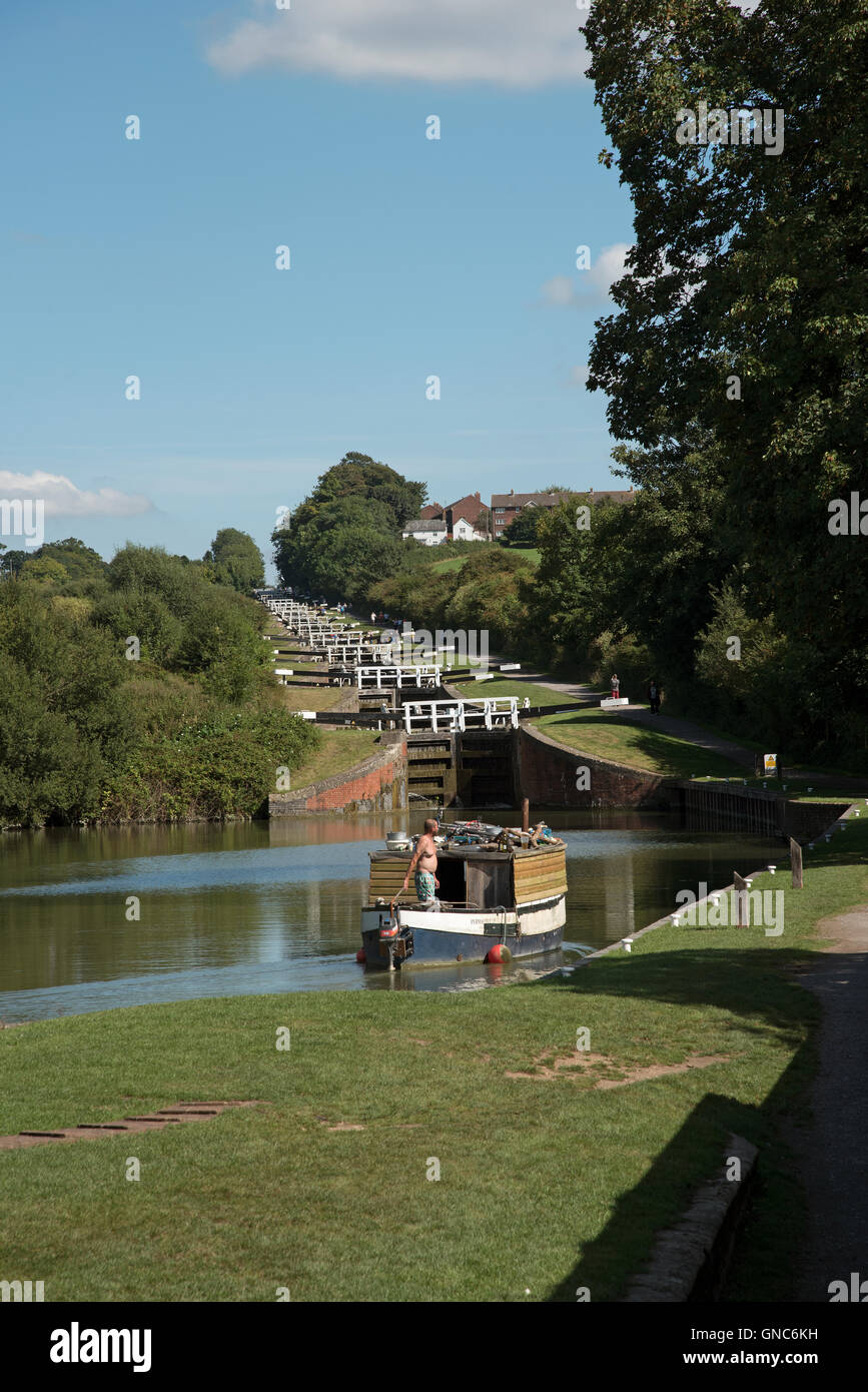 Kennet and Avon Canal at the Caen Hill flight of locks near Devizes Wiltshire UK Stock Photo