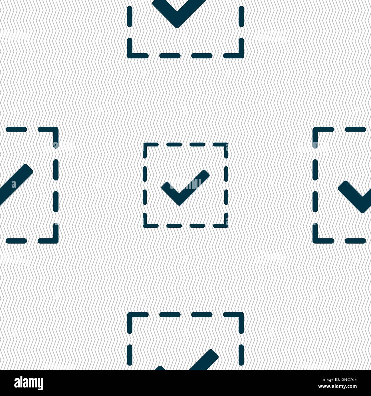 Check mark, tik icon sign. Seamless pattern with geometric texture ...