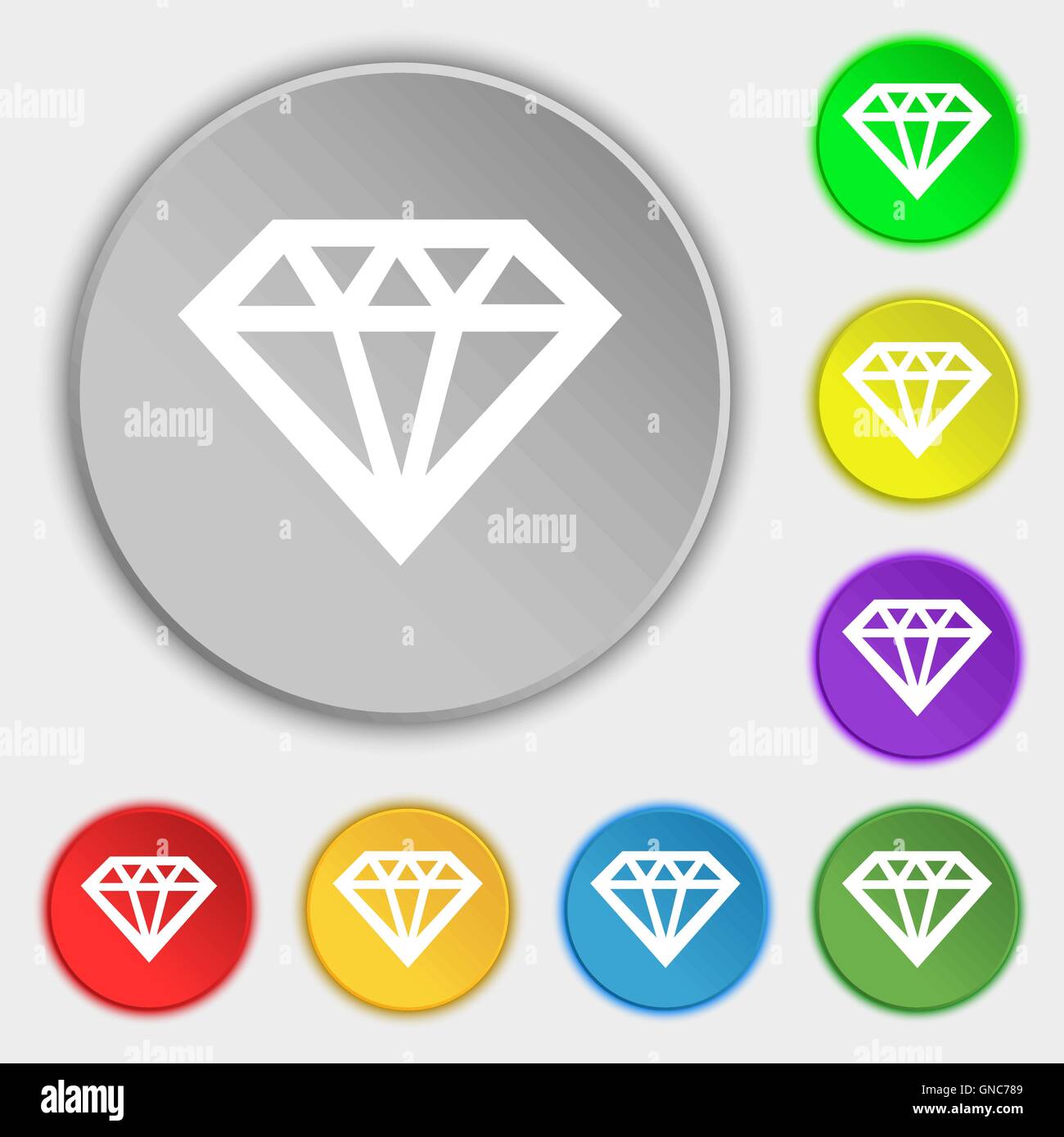 Diamond icon sign. Symbol on eight flat buttons. Vector Stock Vector ...