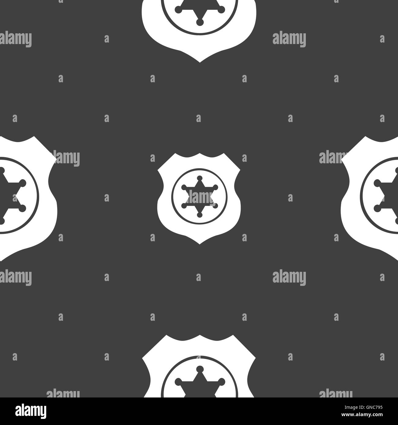 Sheriff, star icon sign. Seamless pattern on a gray background. Vector Stock Vector