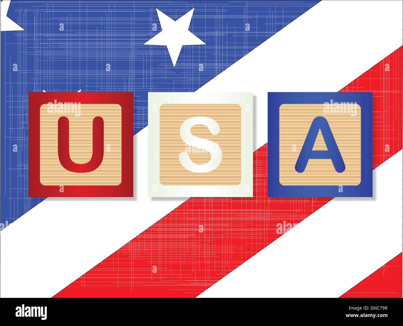 USA Wooden Block Letters Stock Vector