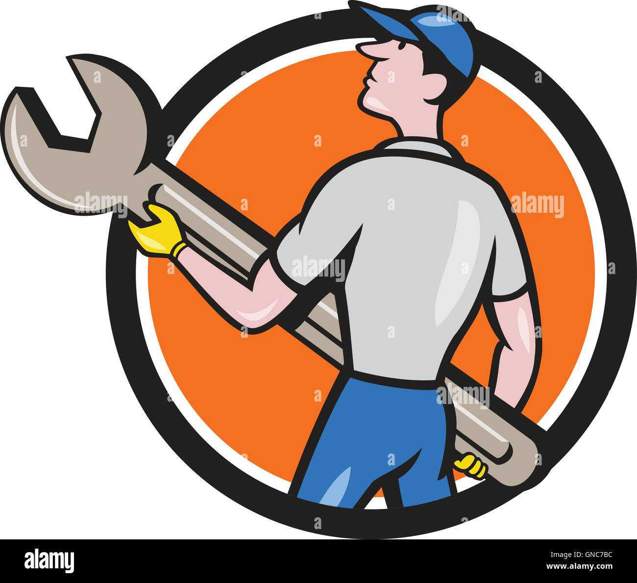 Tradesman back view Stock Vector Images Alamy