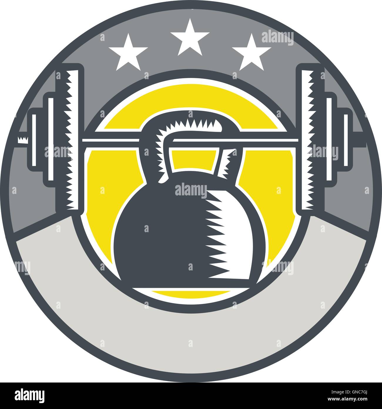Kettlebell Hanging Barbell Circle Retro Stock Vector Image & Art - Alamy