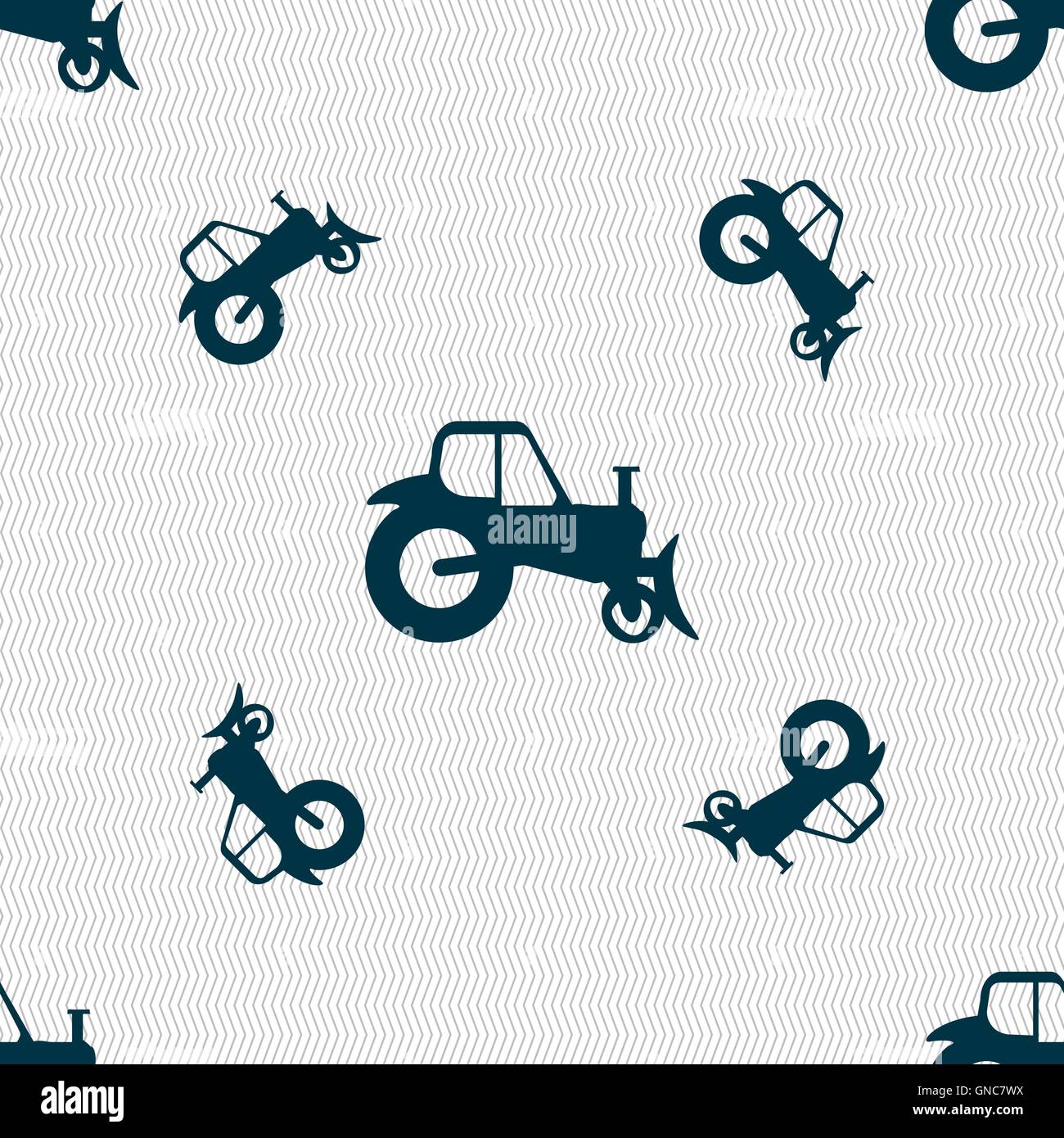 Tractor icon sign. Seamless pattern with geometric texture. Vector ...