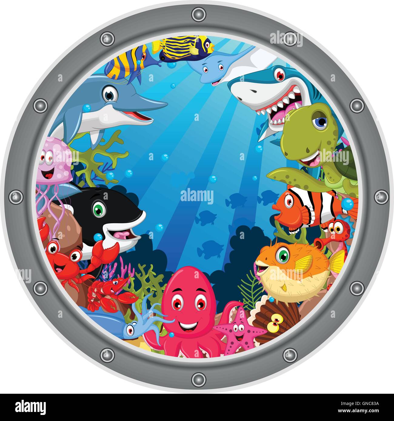 sea life cartoon set Stock Vector