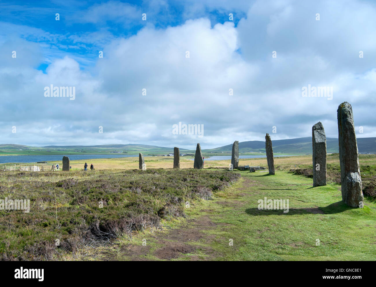 The Ring of Brodgar Neolithic henge and stone circle near Stromness on the Orkney Islands, Scotland. Stock Photo