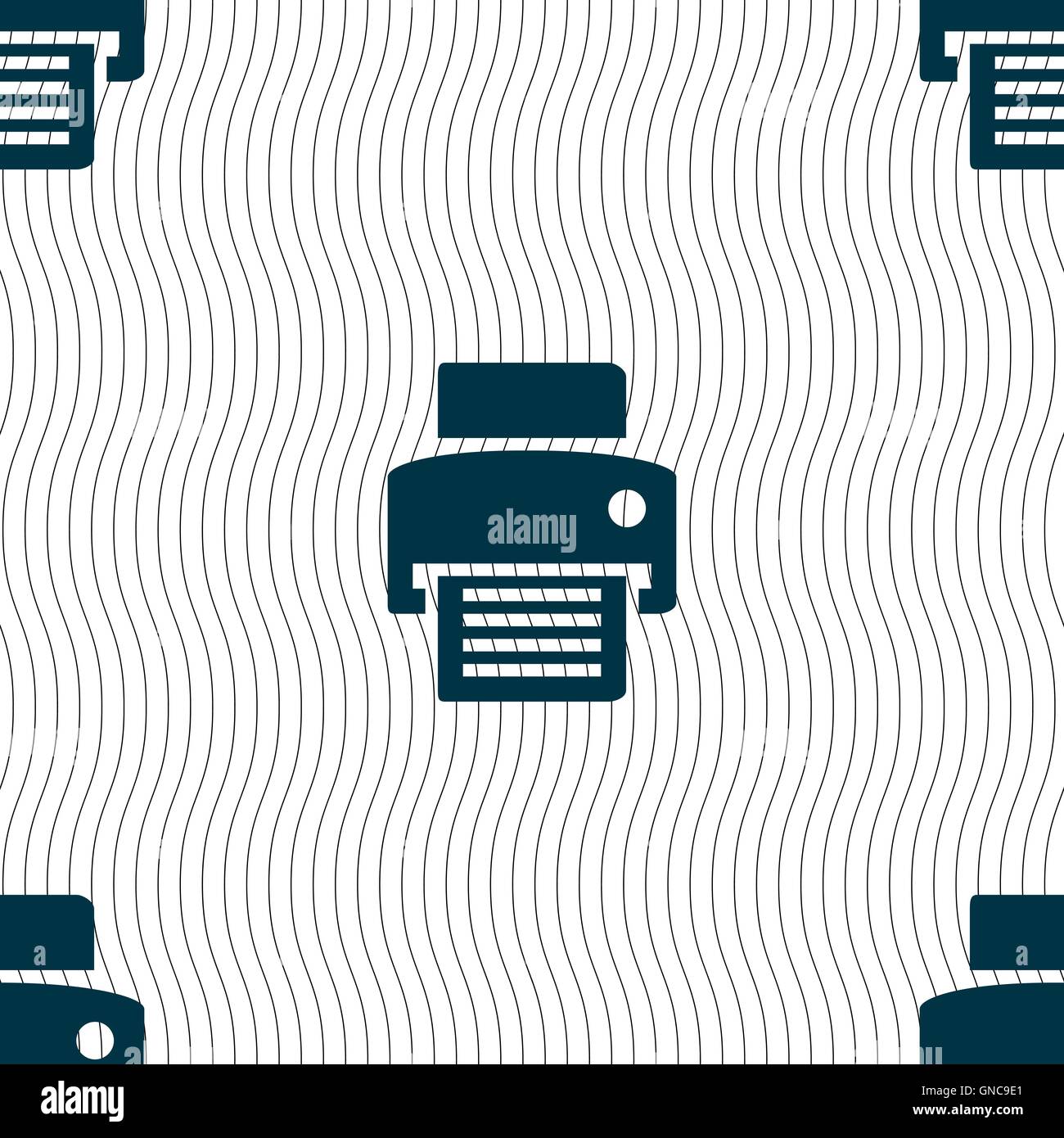 fax, printer icon sign. Seamless pattern with geometric texture. Vector