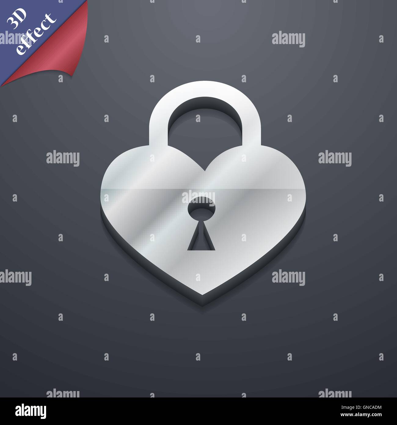 Lock in the shape of heart icon symbol. 3D style. Trendy, modern design ...