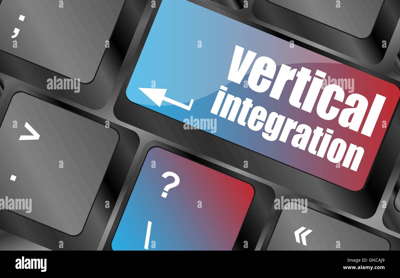 Computer keyboard with vertical integration words vector . keyboard