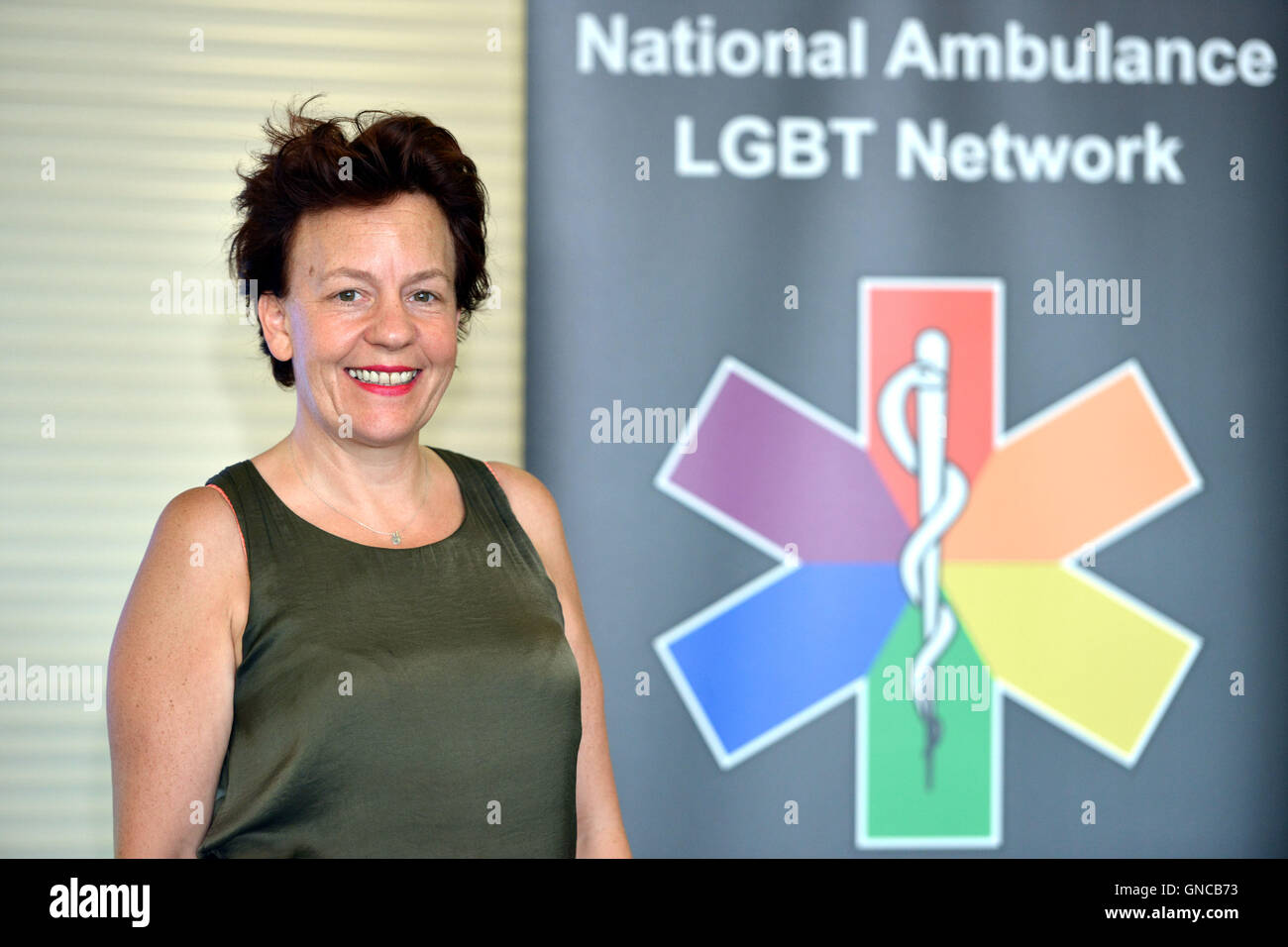 Dr Joanna Semlyen PhD, at first LGBT ambulance conference, Brighton. Stock Photo