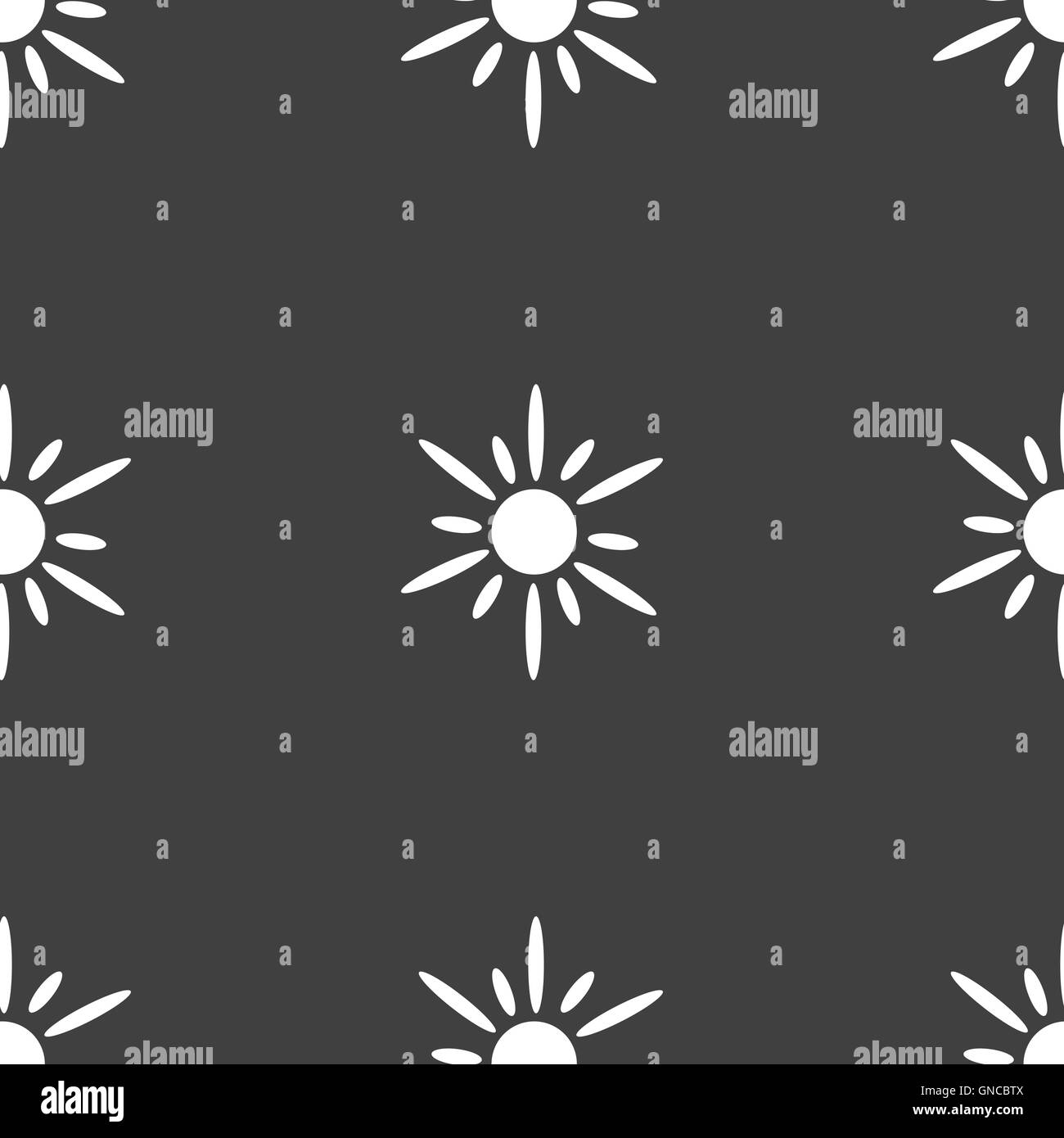 Sun icon sign. Seamless pattern on a gray background. Vector Stock ...