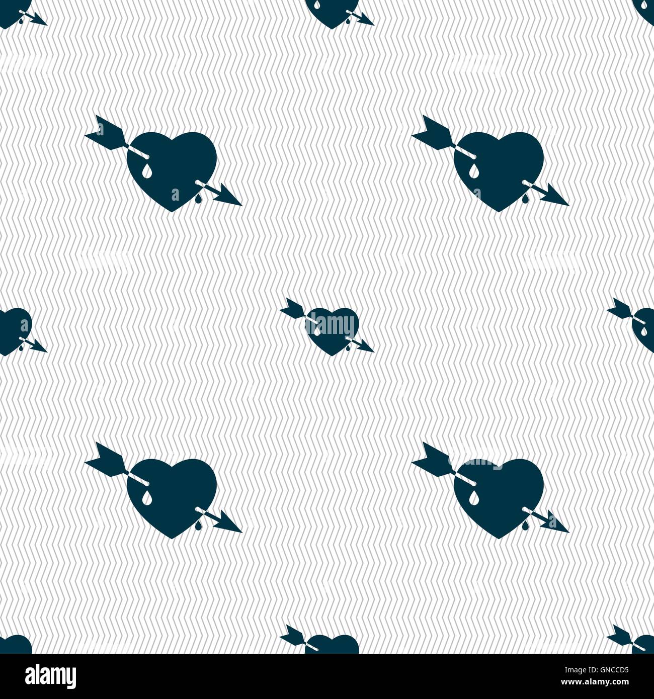 Arrow heart icon sign. Seamless pattern with geometric texture. Vector ...
