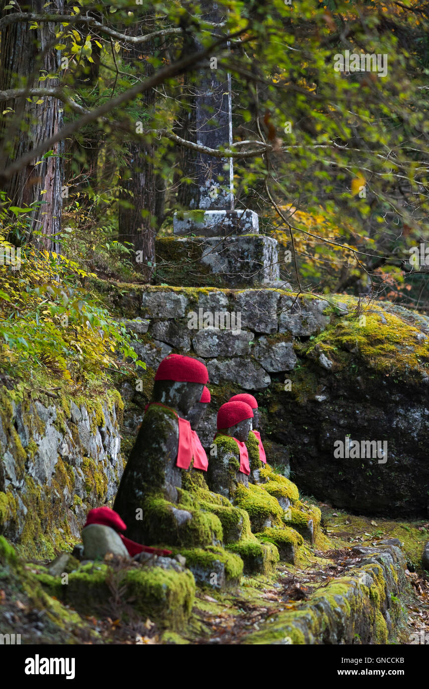 Jizo (Bodhisattva) statues in Kanmangafuchi Abyss in Nikko, Japan Stock