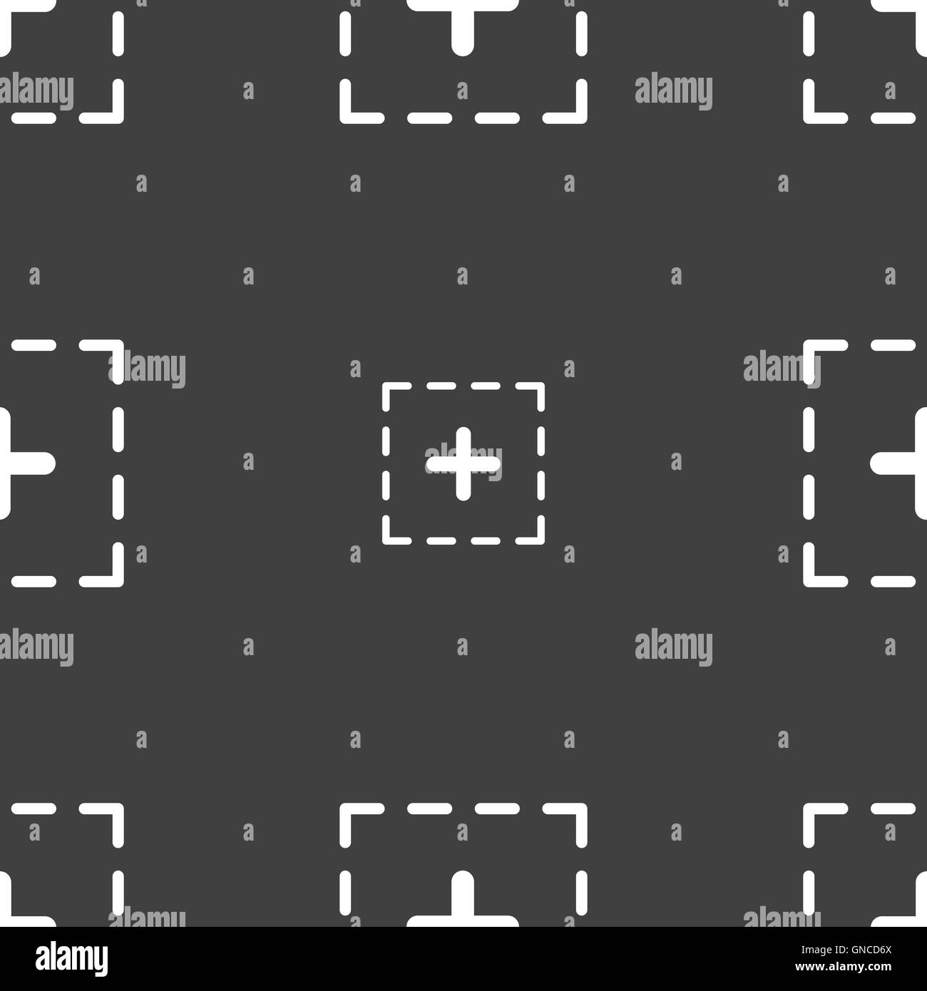 Plus in square icon sign. Seamless pattern on a gray background. Vector ...
