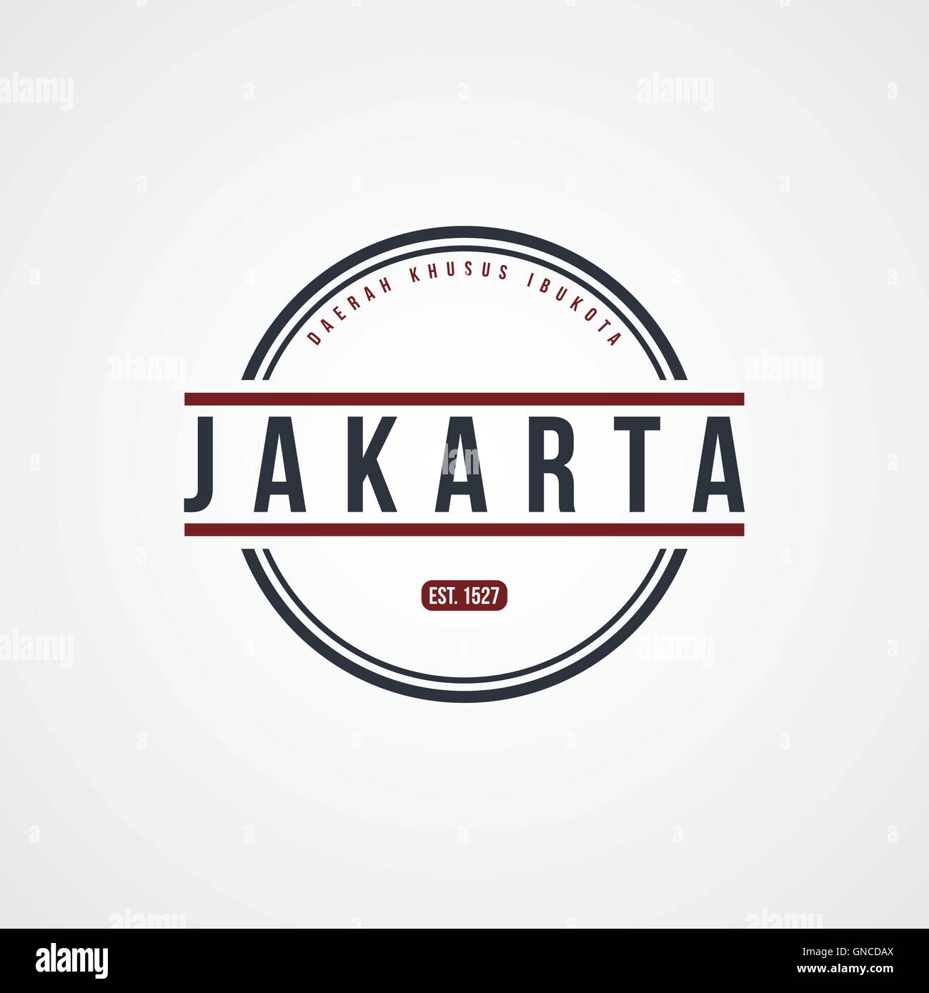 jakarta badge indonesia label theme Stock Vector