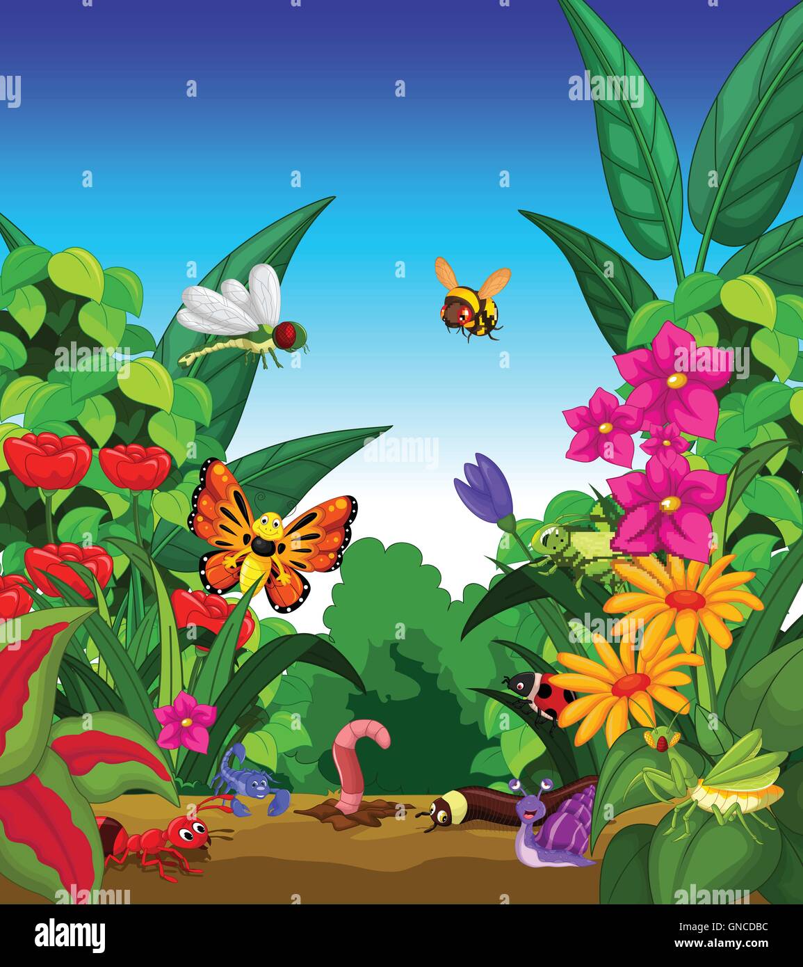 collection of insects in the flower garden Stock Vector Image & Art Alamy