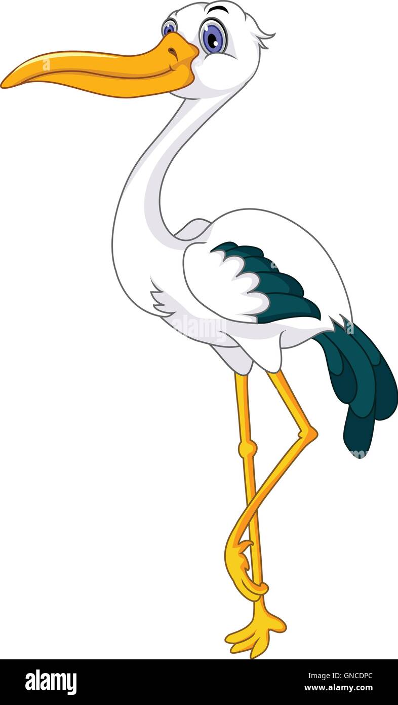 cute stork cartoon posing Stock Vector