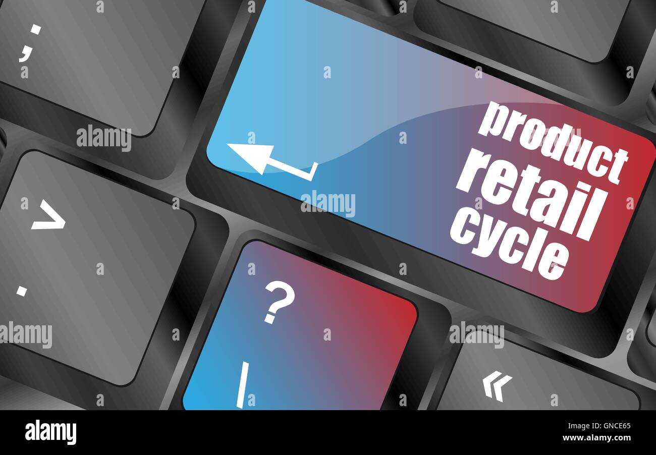 product retail cycle key in place of enter key vector , keyboard keys, keyboard button Stock