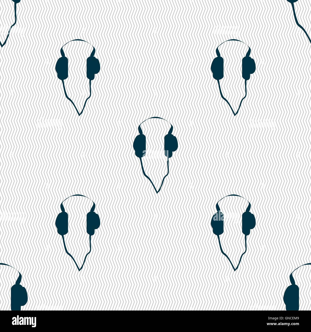 headphones icon sign. Seamless pattern with geometric texture. Vector ...
