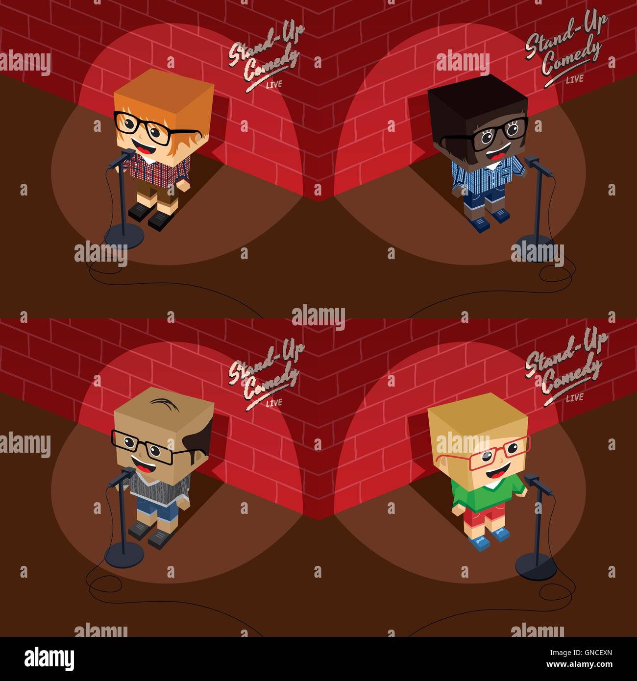 stand up comedy isometric block cartoon Stock Vector Image & Art - Alamy
