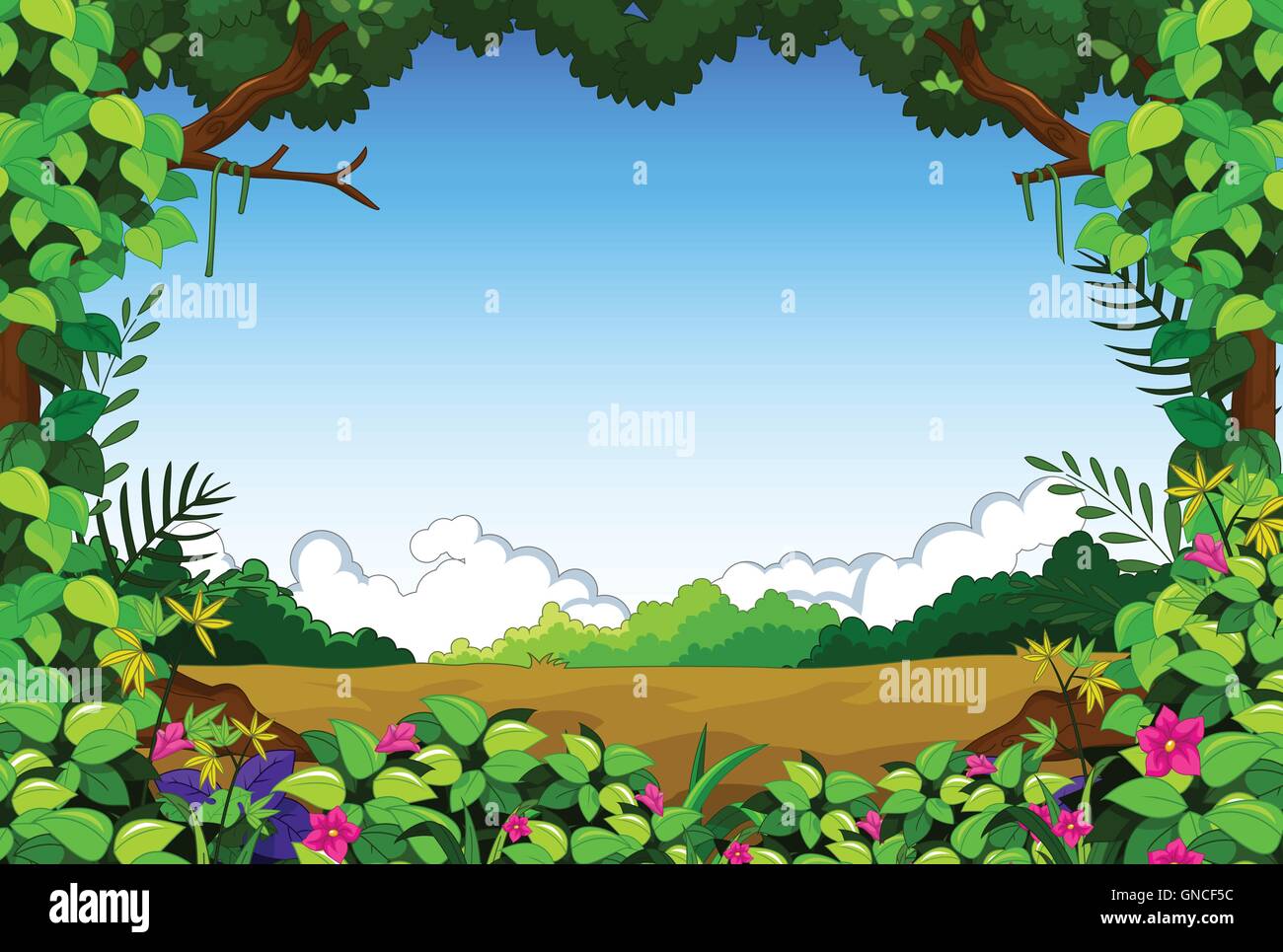 green forest with grass Stock Vector
