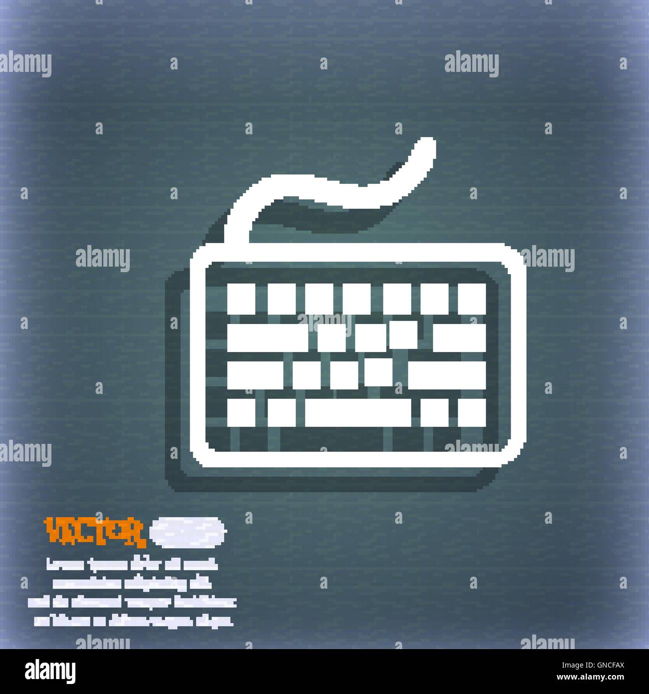 Keyboard icon. On the blue-green abstract background with shadow and ...