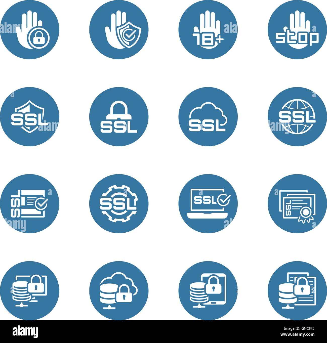 Flat Design Security and Protection Icons Set. Stock Vector